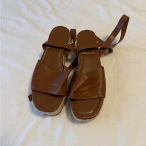 Zara Brown Leather Wrap Sandals